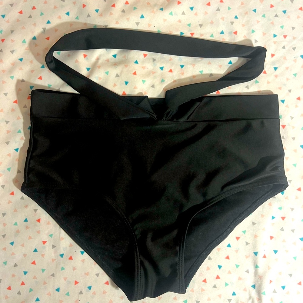 Cupshe Women's Swimsuit Bottom. Black high waisted thong beach dress